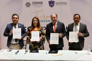 FIRMAN FECCED Y CEDH CONVENIO DE COLABORACIÓN INSTITUCIONAL